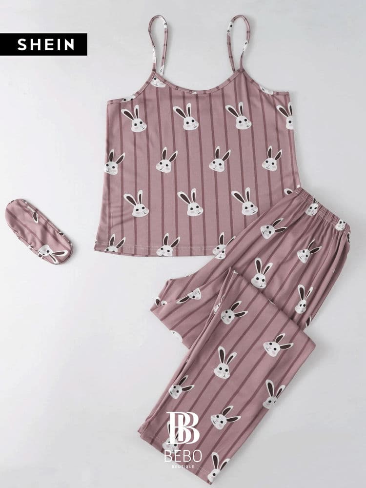 طقم بيجامة كامي جرافيك كرتون