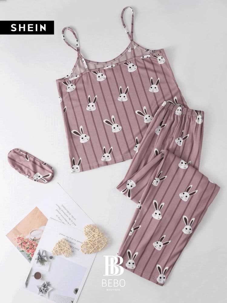 طقم بيجامة كامي جرافيك كرتون