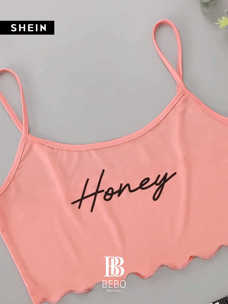 طقم بيجامة بطباعة عبارة 